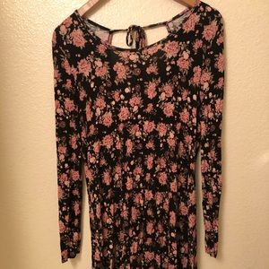 Floral mauve pink and black dress